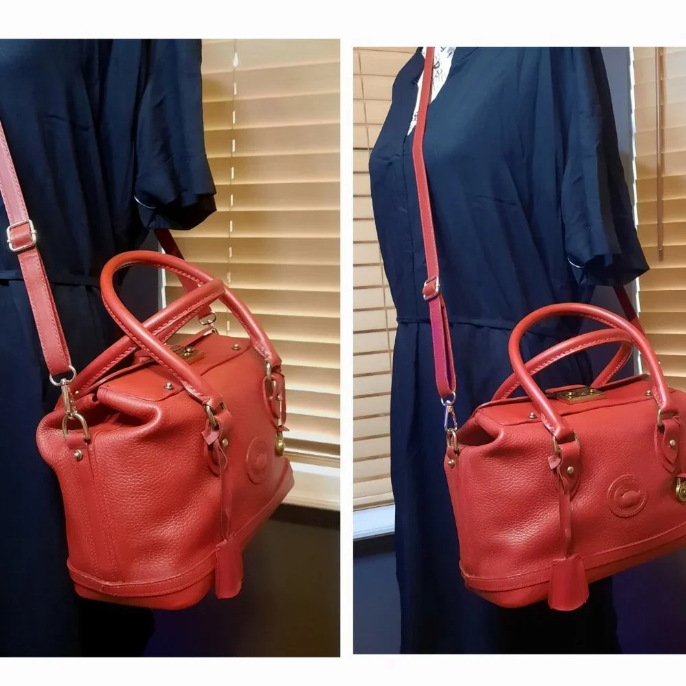 Dooney & Bourke Red Doctor Bag Hand Painted Vintage Doctor Bag - Picture 2 of 14